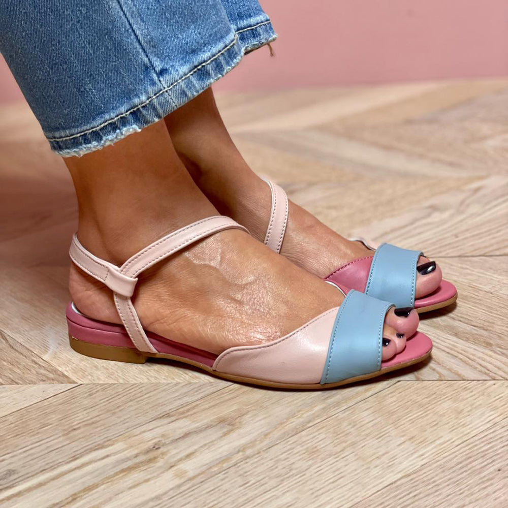 Sandalen "Roselina" – Asymmetrisch Roze Colorblock