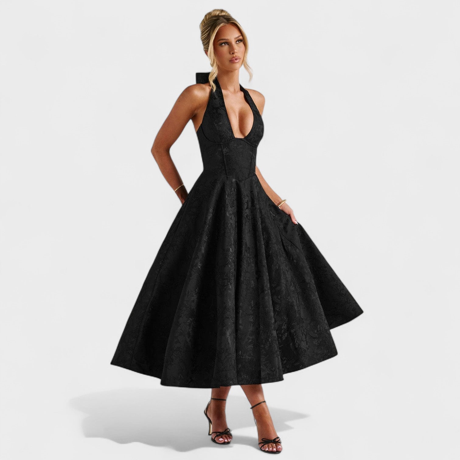 Midikleed "Hanna" – Florale Jacquard