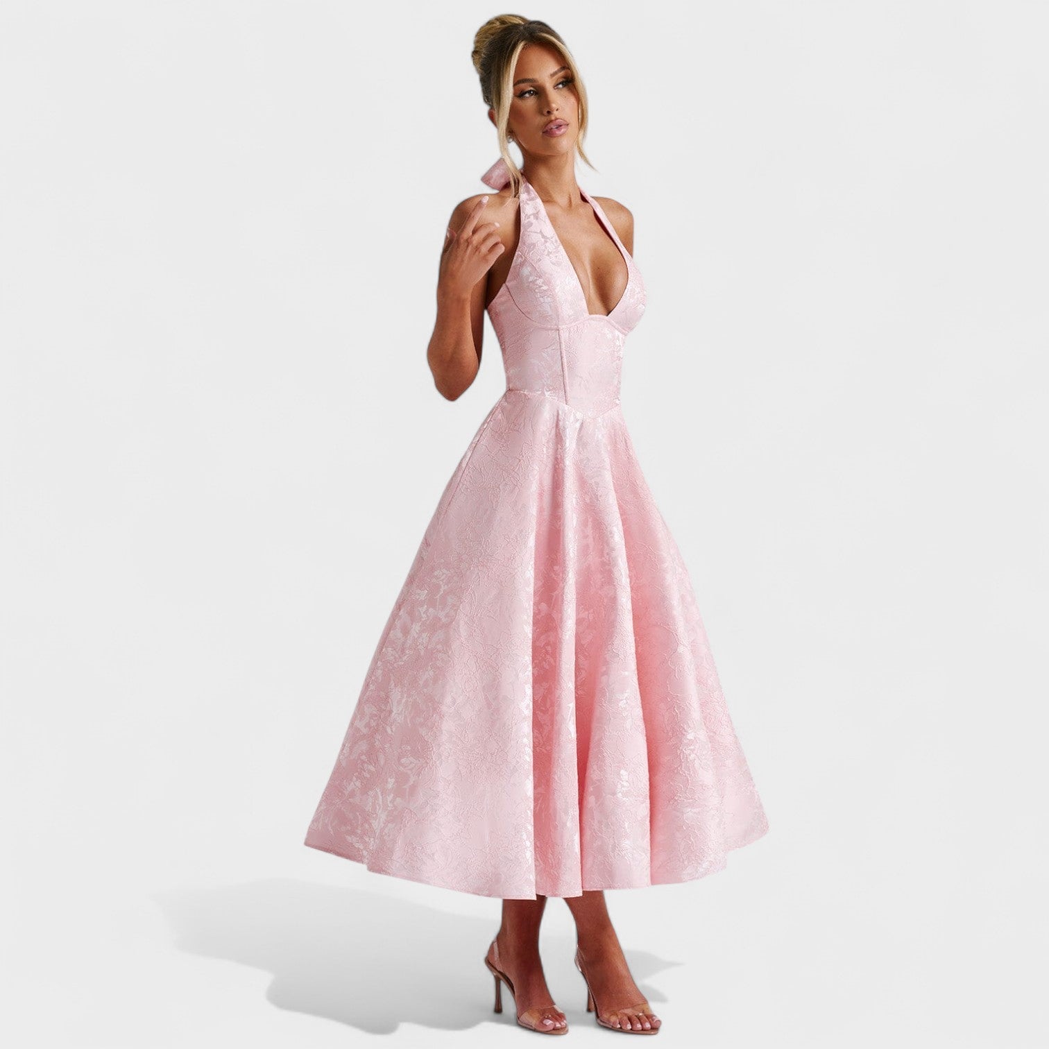 Midikleed "Hanna" – Florale Jacquard