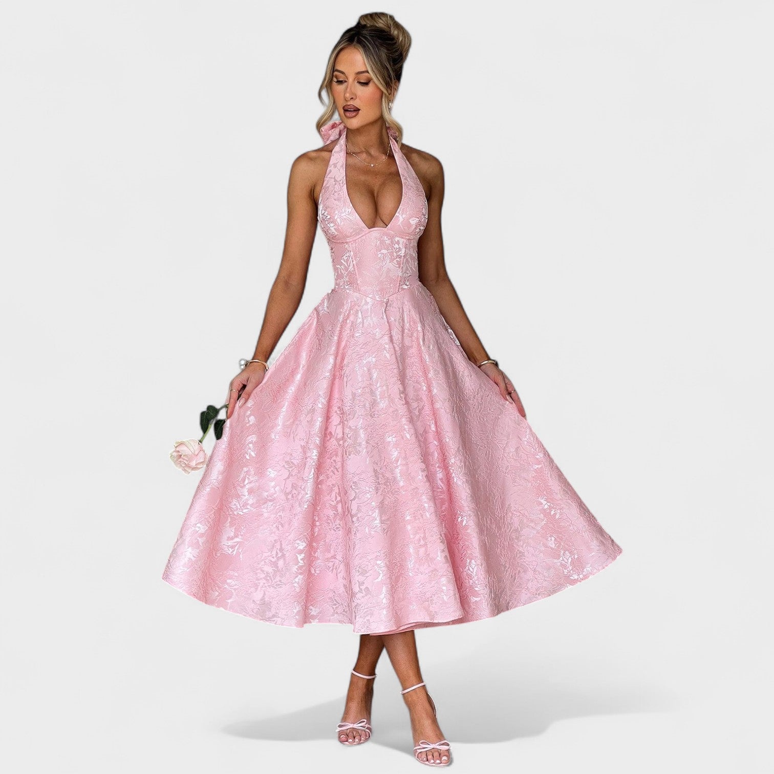 Midikleed "Hanna" – Florale Jacquard