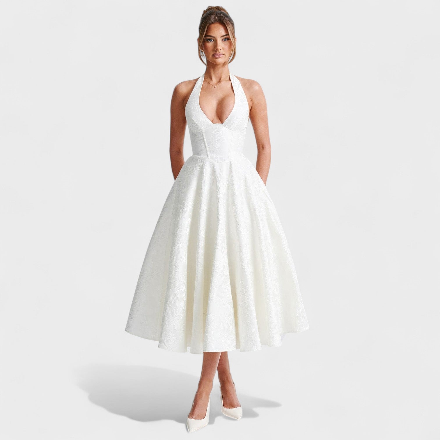 Midikleed "Hanna" – Florale Jacquard