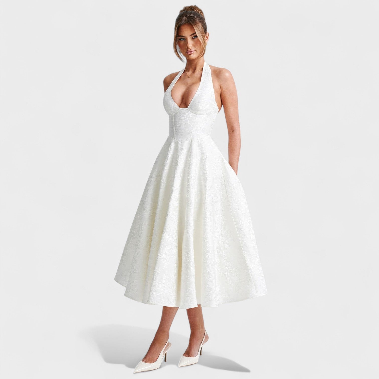 Midikleed "Hanna" – Florale Jacquard