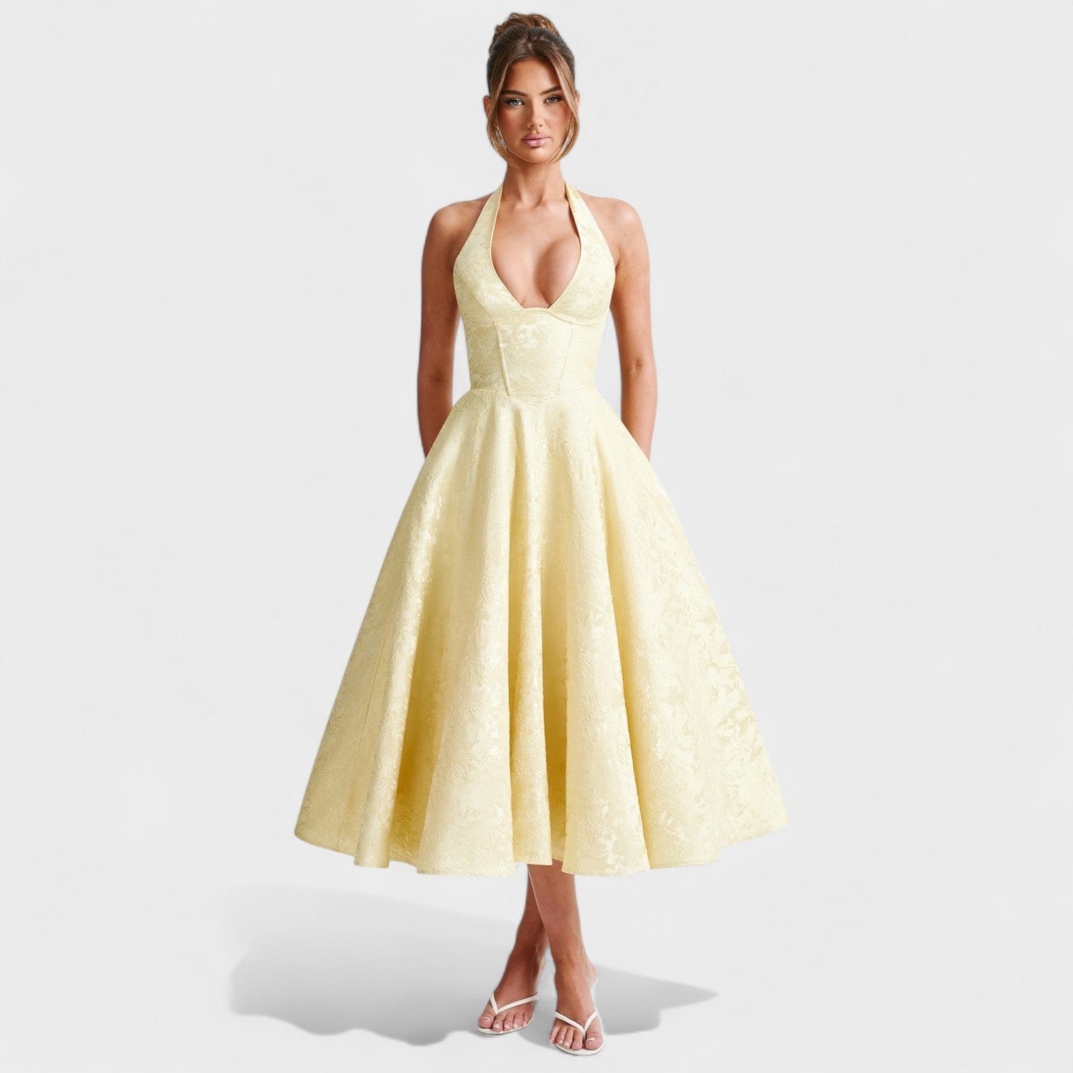 Midikleed "Hanna" – Florale Jacquard
