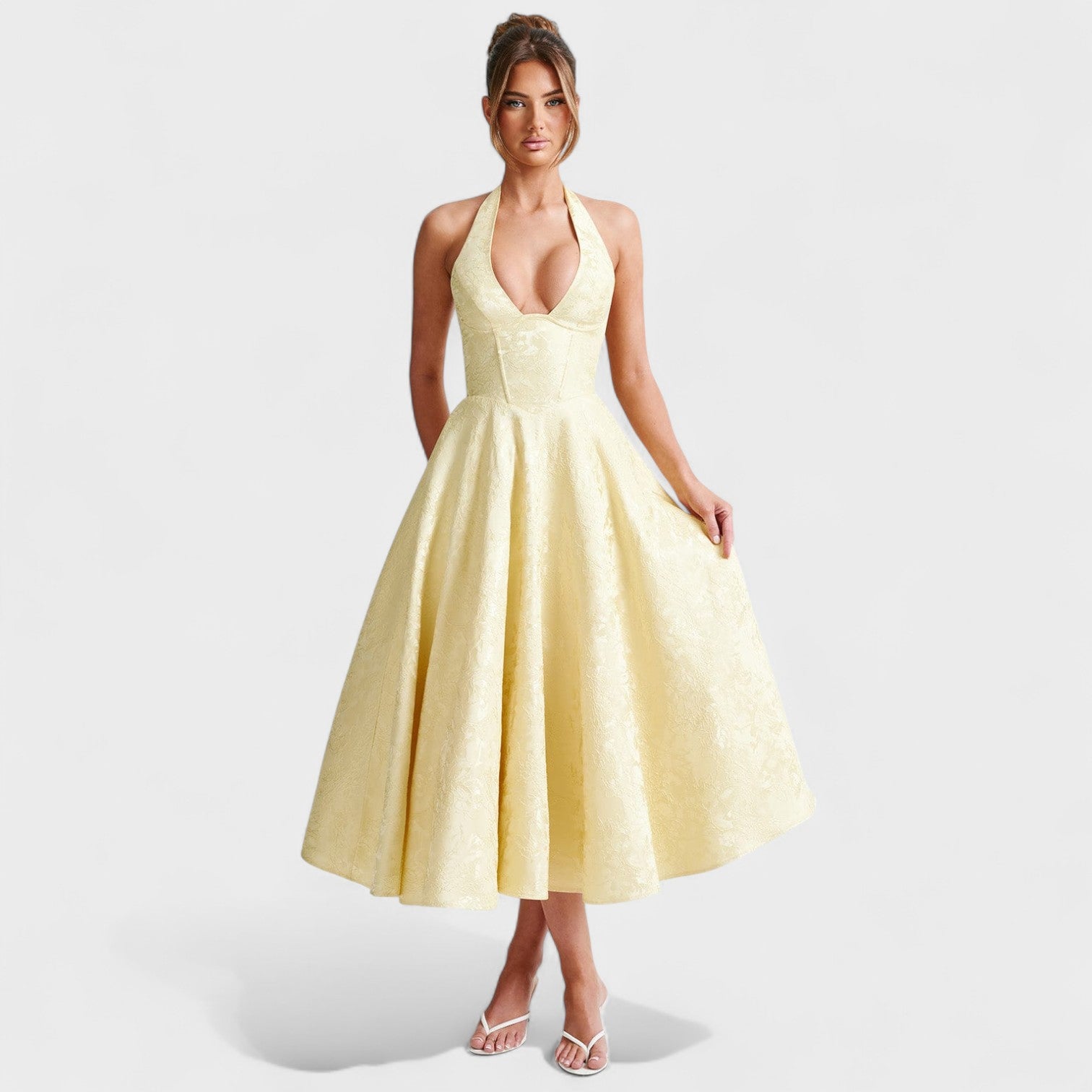 Midikleed "Hanna" – Florale Jacquard