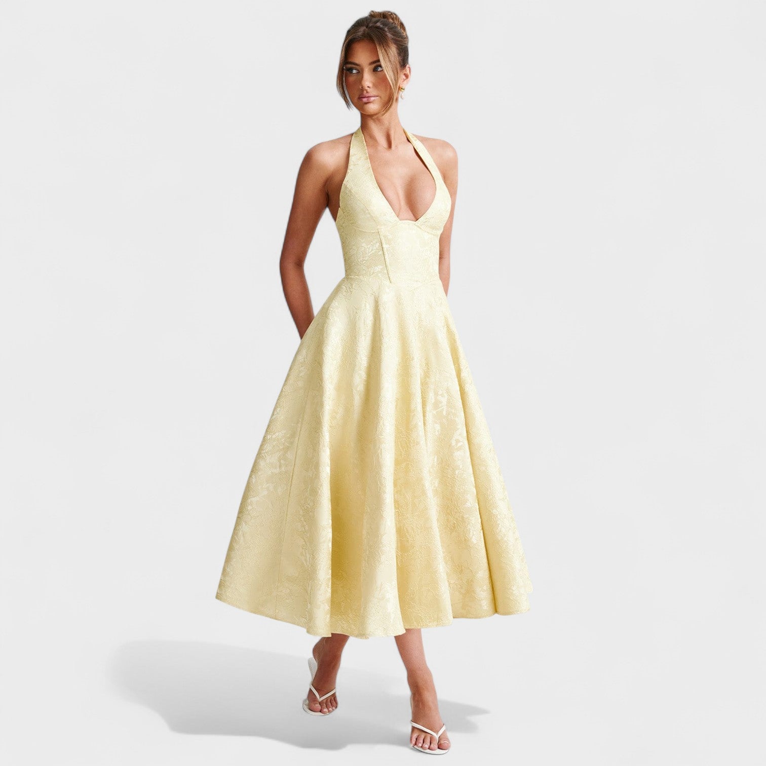 Midikleed "Hanna" – Florale Jacquard