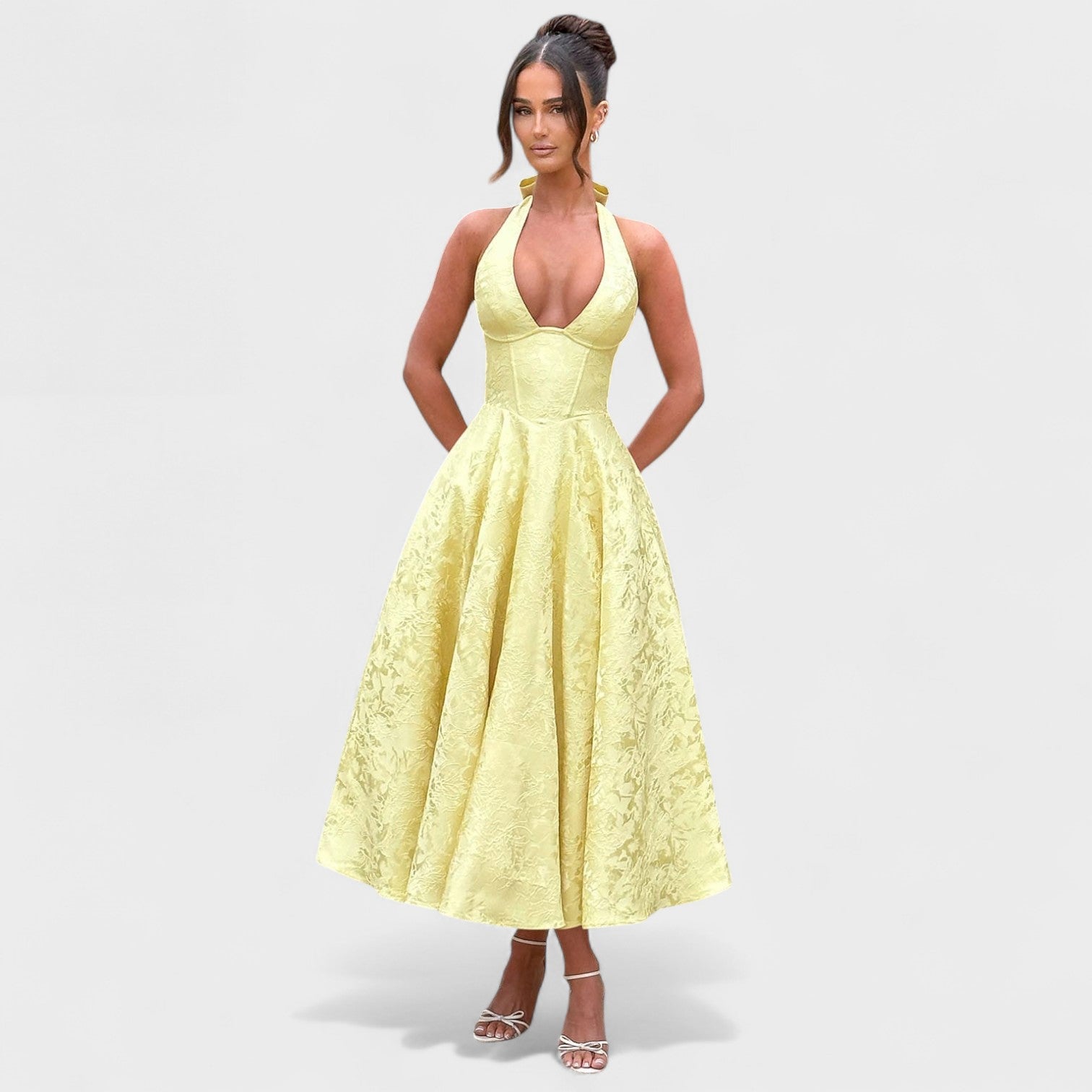Robe midi "Hanna" – Jacquard fleuri
