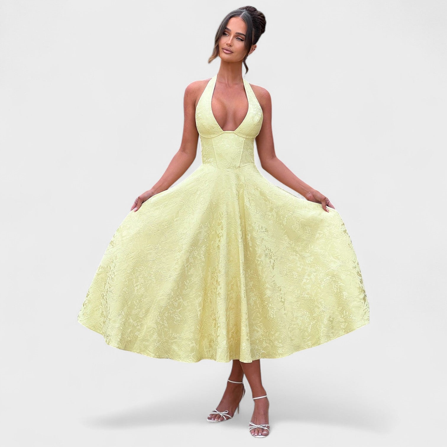 Midikleed "Hanna" – Florale Jacquard
