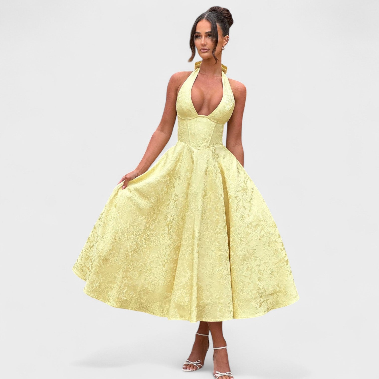 Midikleed "Hanna" – Florale Jacquard
