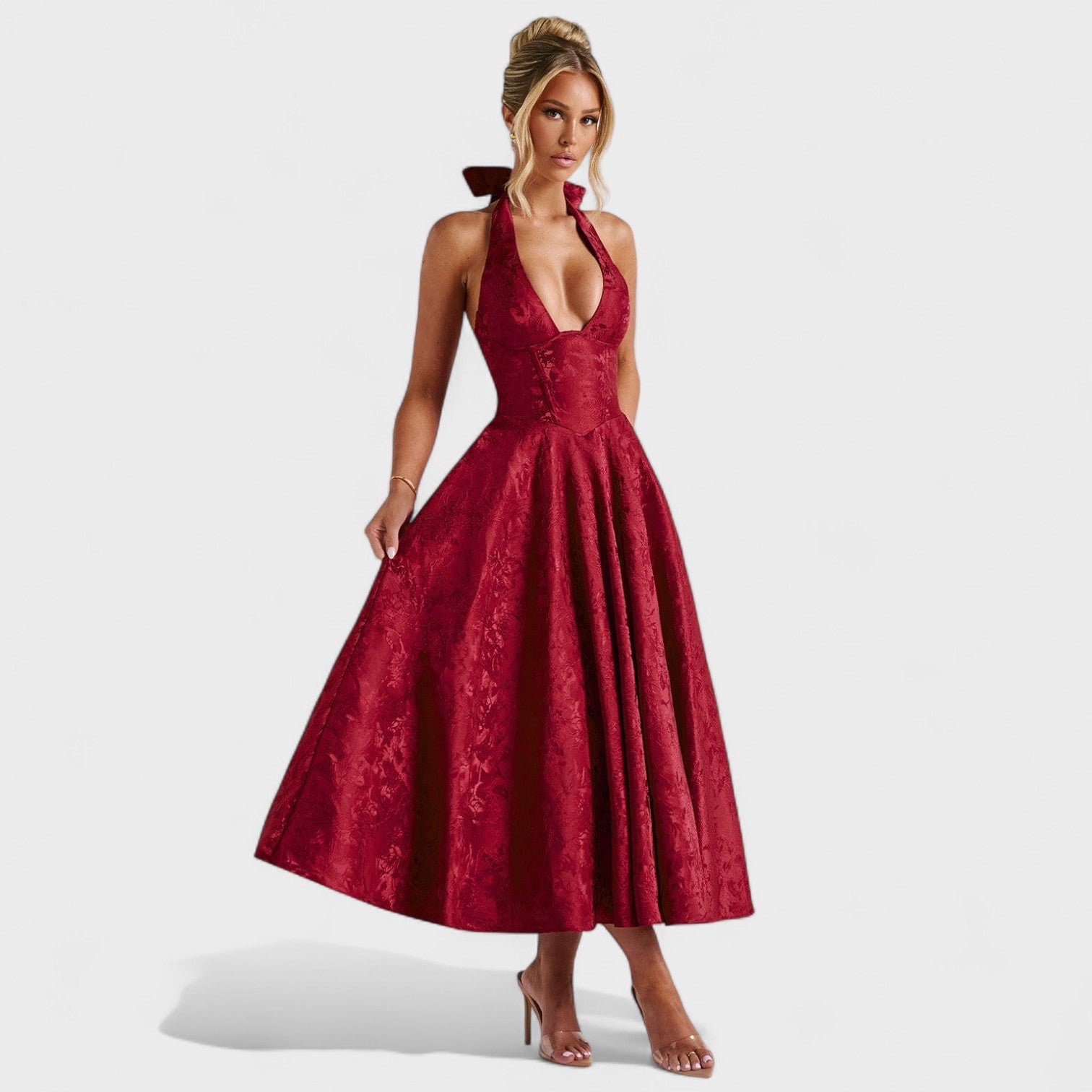 Midikleed "Hanna" – Florale Jacquard