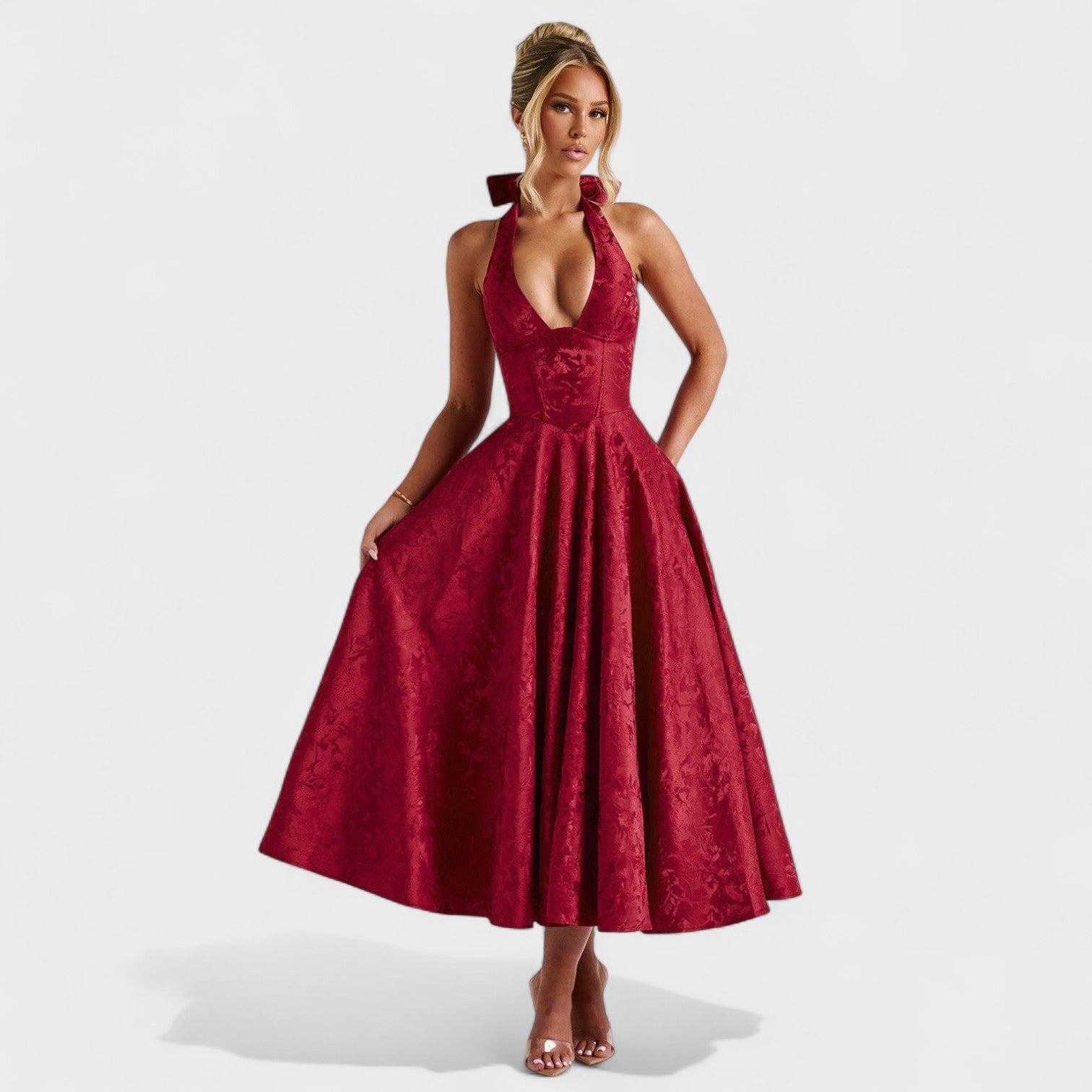 Midikleed "Hanna" – Florale Jacquard