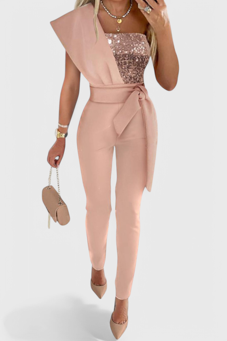 One-Shoulder Pailletten Jumpsuit "Franziska"
