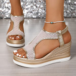 Sandales compensées "Marie-Luise" – Mesh & verni