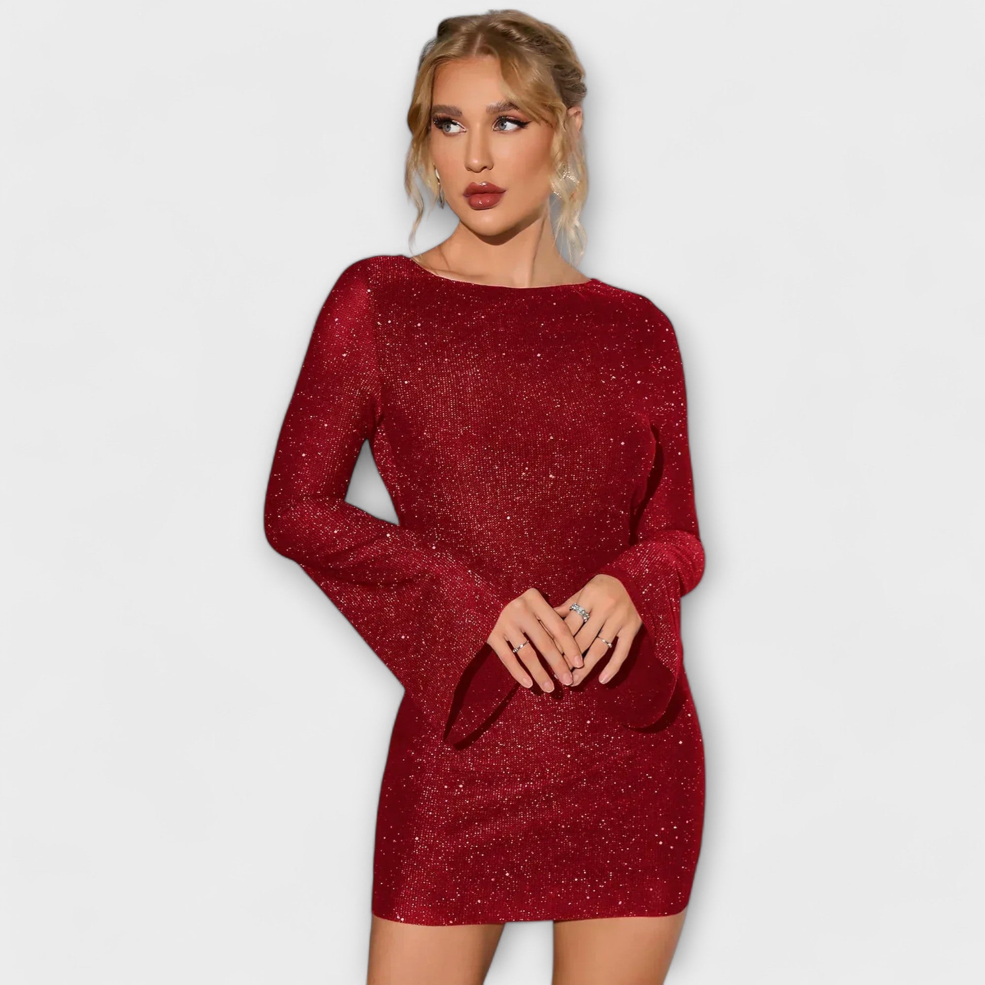 Paillettenkleed – Open Rug & Lange Mouwen