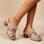 Blokhaksandalen "Juliane" – Glinsterend Sieraad