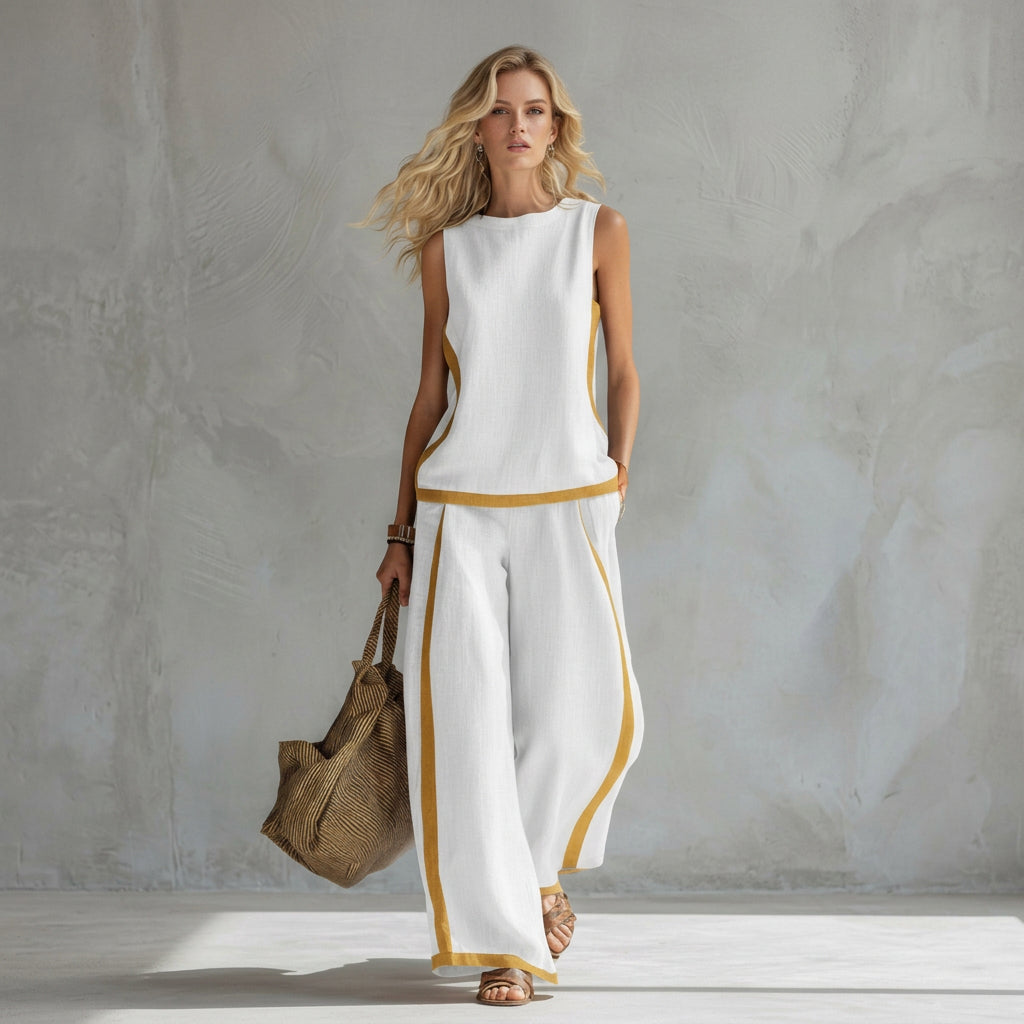 Ensemble en lin "Teresa" – Top & pantalon large