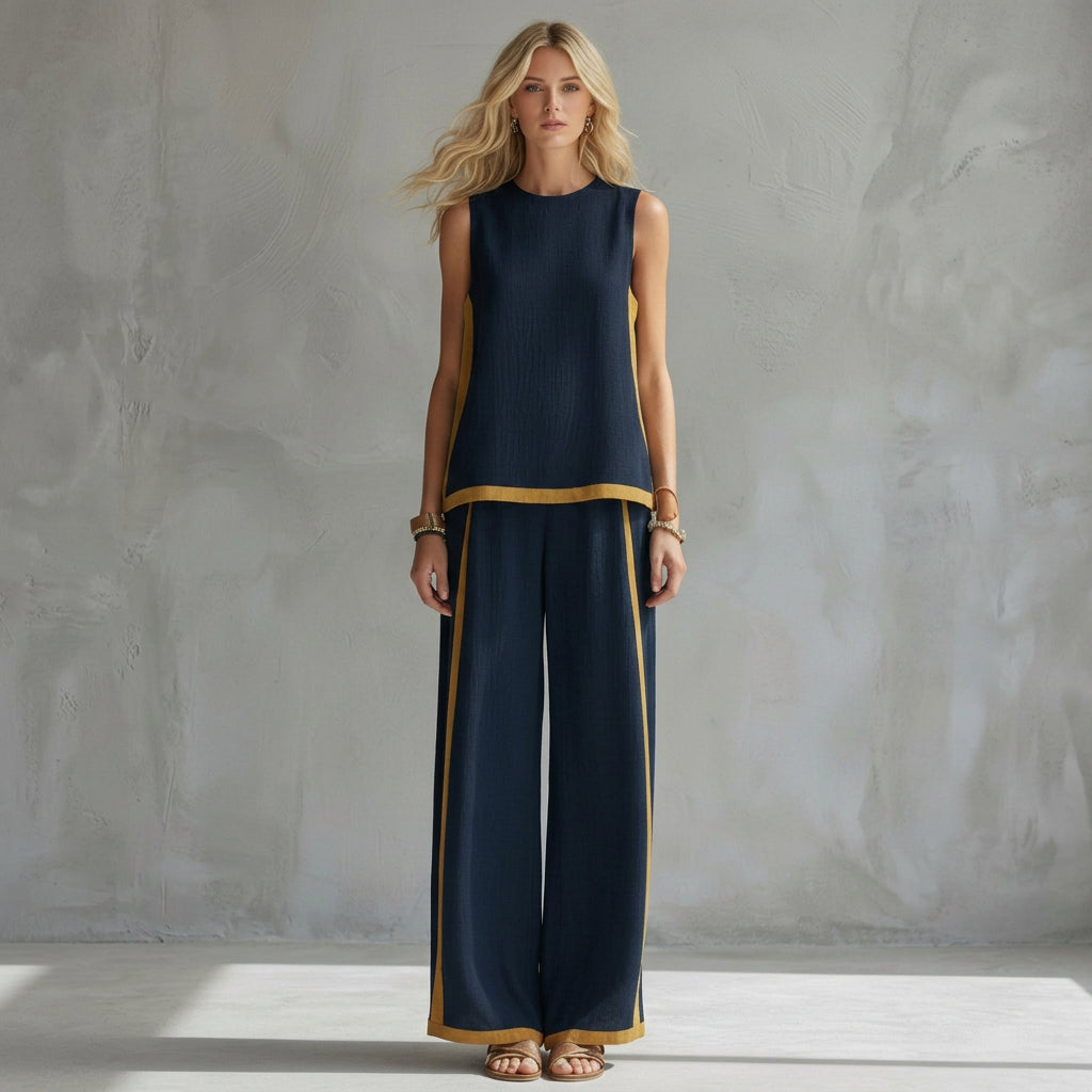 Ensemble en lin "Teresa" – Sans manches & pantalon large