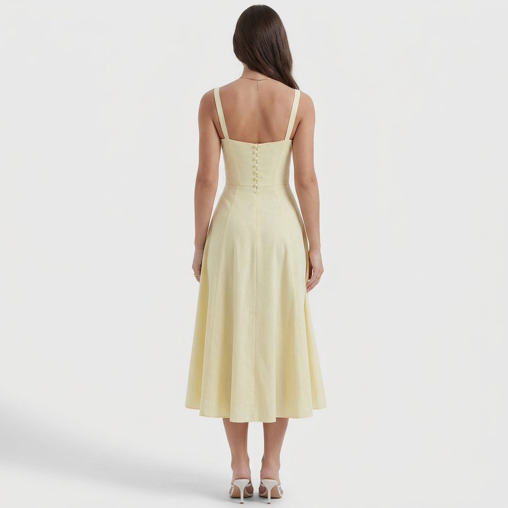 Gestructureerd Midikleed "Lena" – Marineblauw