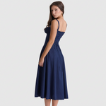 Gestructureerd Midikleed "Lena" – Marineblauw