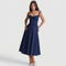 Gestructureerd Midikleed "Lena" – Marineblauw