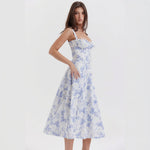 Gestructureerd Midikleed "Lena" – Marineblauw