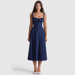 Gestructureerd Midikleed "Lena" – Marineblauw