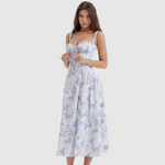 Gestructureerd Midikleed "Lena" – Marineblauw