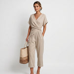 Set "Catarina" – Overslagblouse met V-Hals & Broek