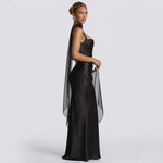 Robe longue en satin "Lisa" – Verte
