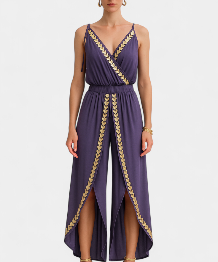 Jumpsuit "Theresa" – Lila met Gouden Details