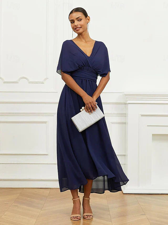 Robe midi "Helena" – Bleu marine habillée