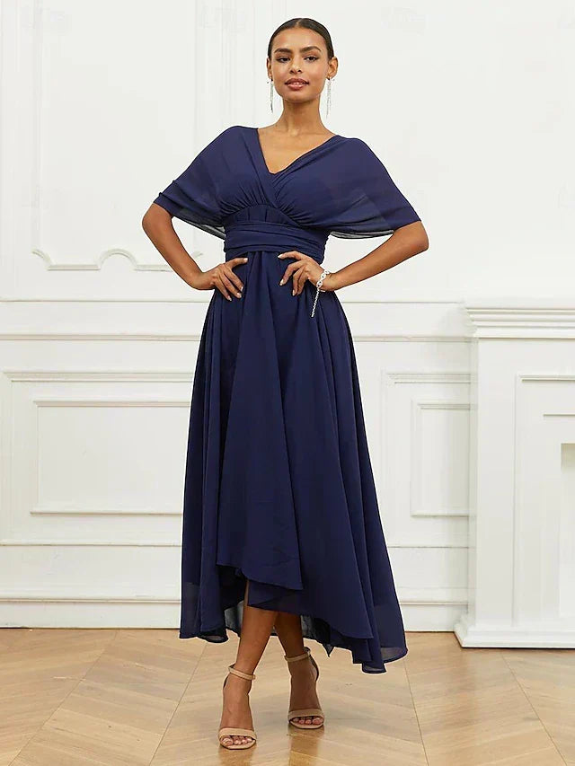 Robe midi "Helena" – Bleu marine habillée