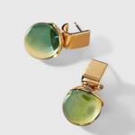 Vintage Oorbellen – Groen Kristal in Goud
