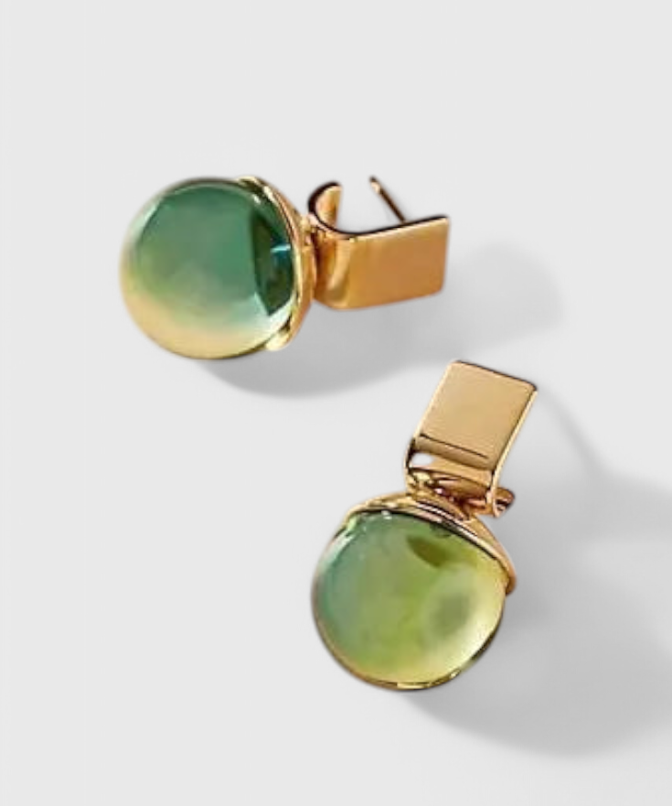 Boucles d'oreilles vintage – Cristal vert, or