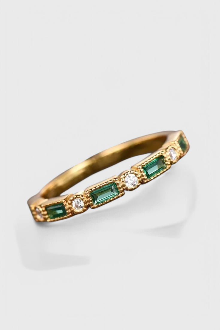 Vintage Ring – Groene Zirkonia in Goud