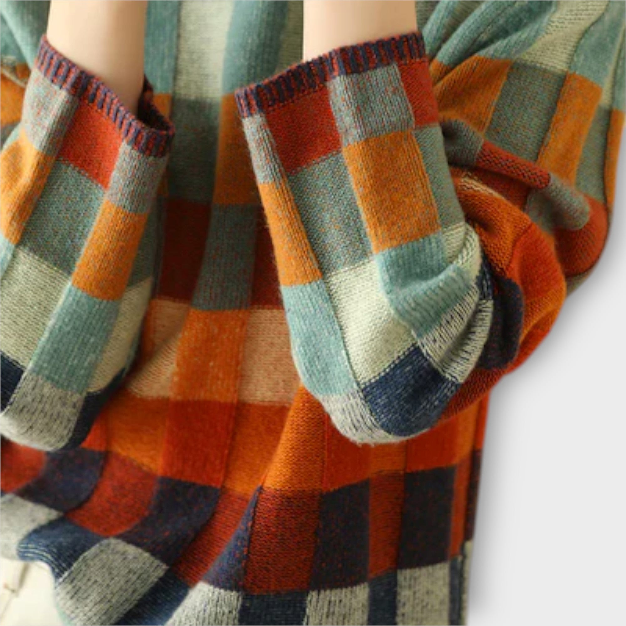 Trui "Erika" – Patchwork met Hoge Kraag