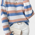 Trui "Thea" – Oversized Gestreept Blauw