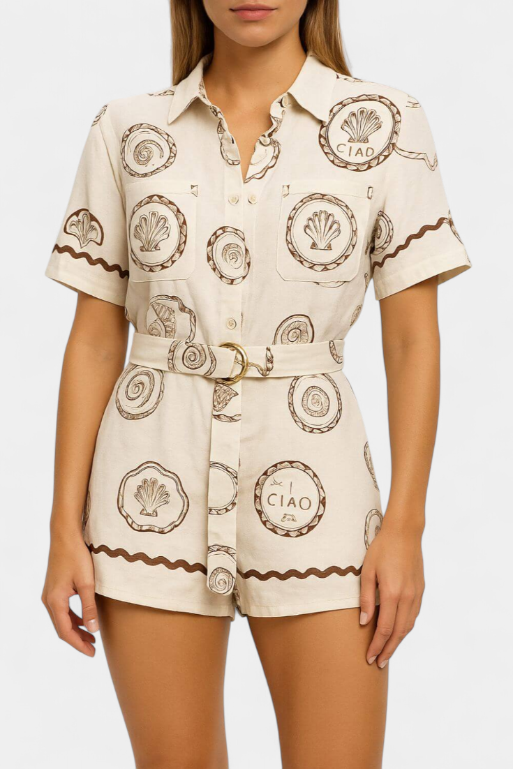 T-shirt Jumpsuit "Seashell" – Schelpdetail