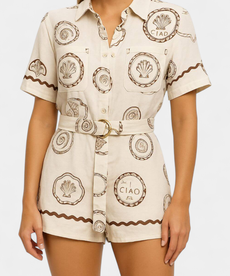 T-shirt Jumpsuit "Seashell" – Schelpdetail