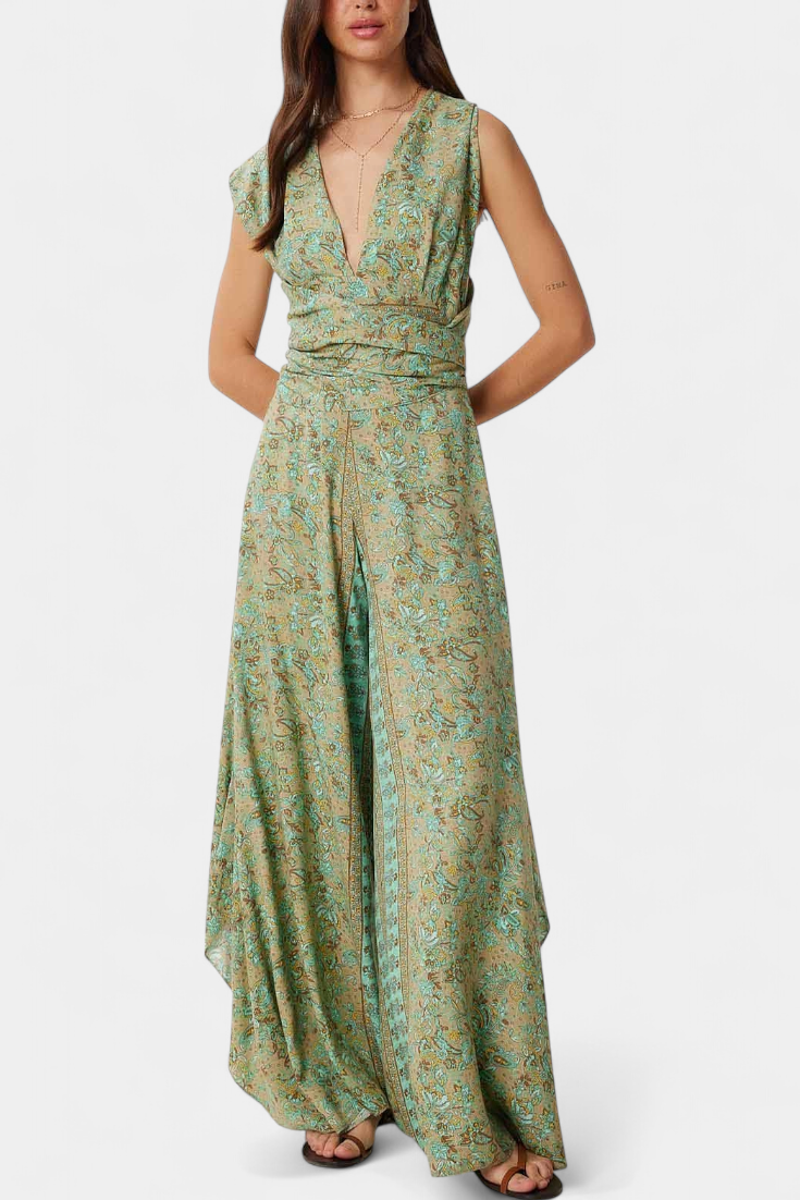 Jumpsuit "Rosemarie" – Groene Bloemenprint
