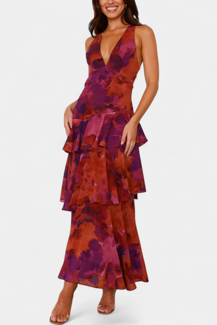 Chiffon Kleed "Nina" – Diepe V-Hals