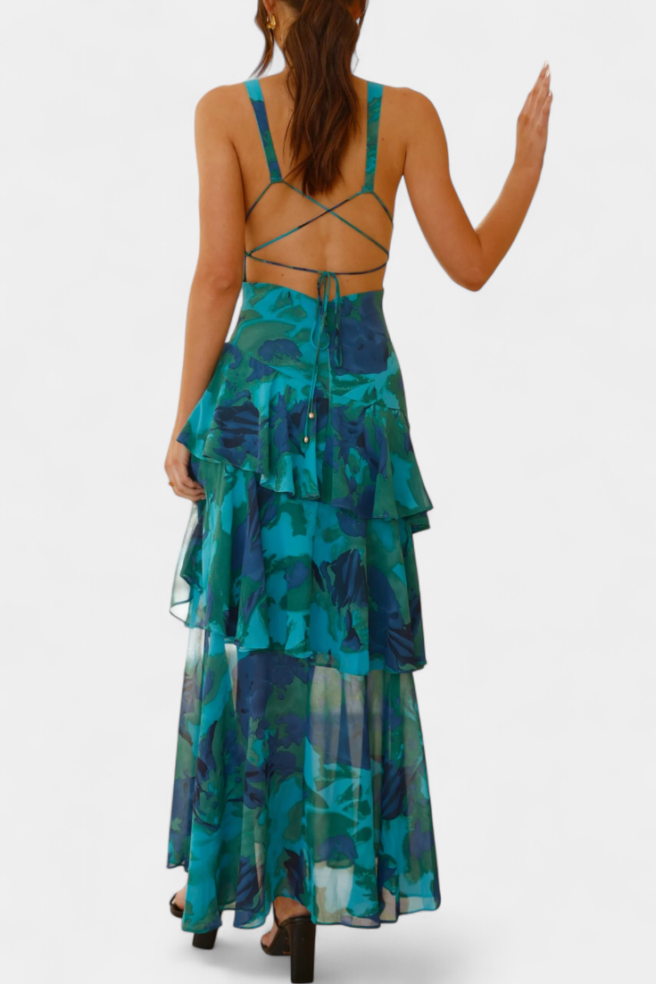 Chiffon Kleed "Nina" – Diepe V-Hals