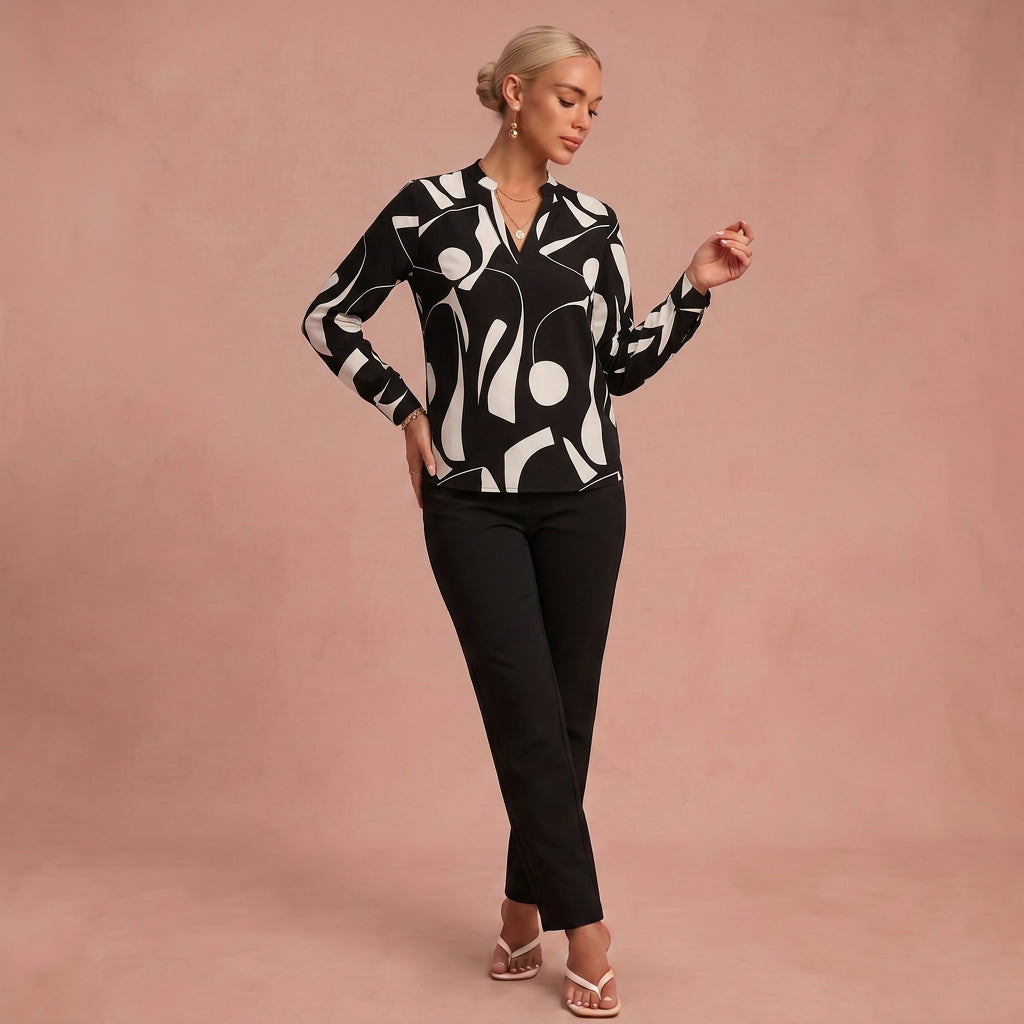 Blouse "Marie" – V-Hals & Lange Mouwen