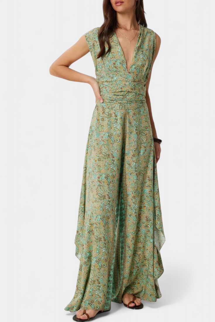 Jumpsuit "Rosemarie" – Groene Bloemenprint