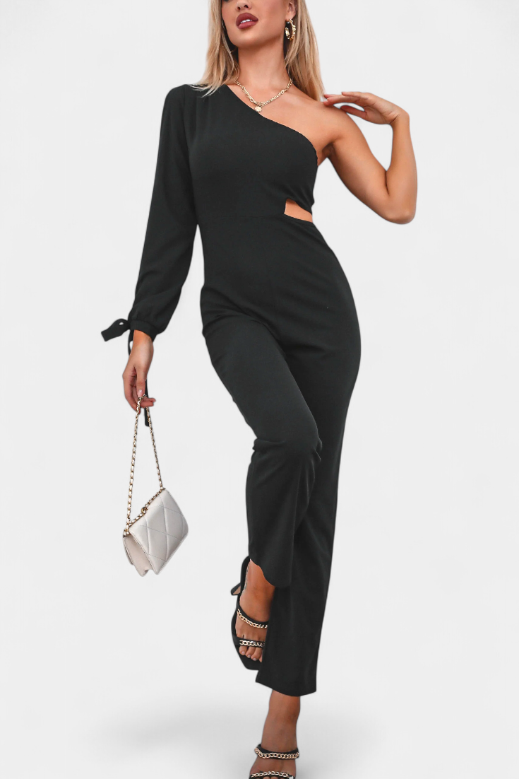 Asymmetrische Jumpsuit "Senta" – Cut-Out & Strikmouw
