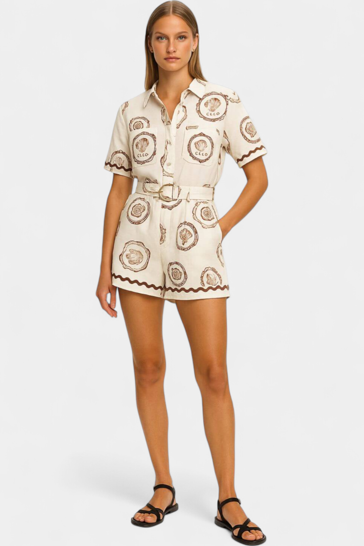 T-shirt Jumpsuit "Seashell" – Schelpdetail