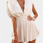 Korte Jumpsuit "Merle" – Wit met V-hals