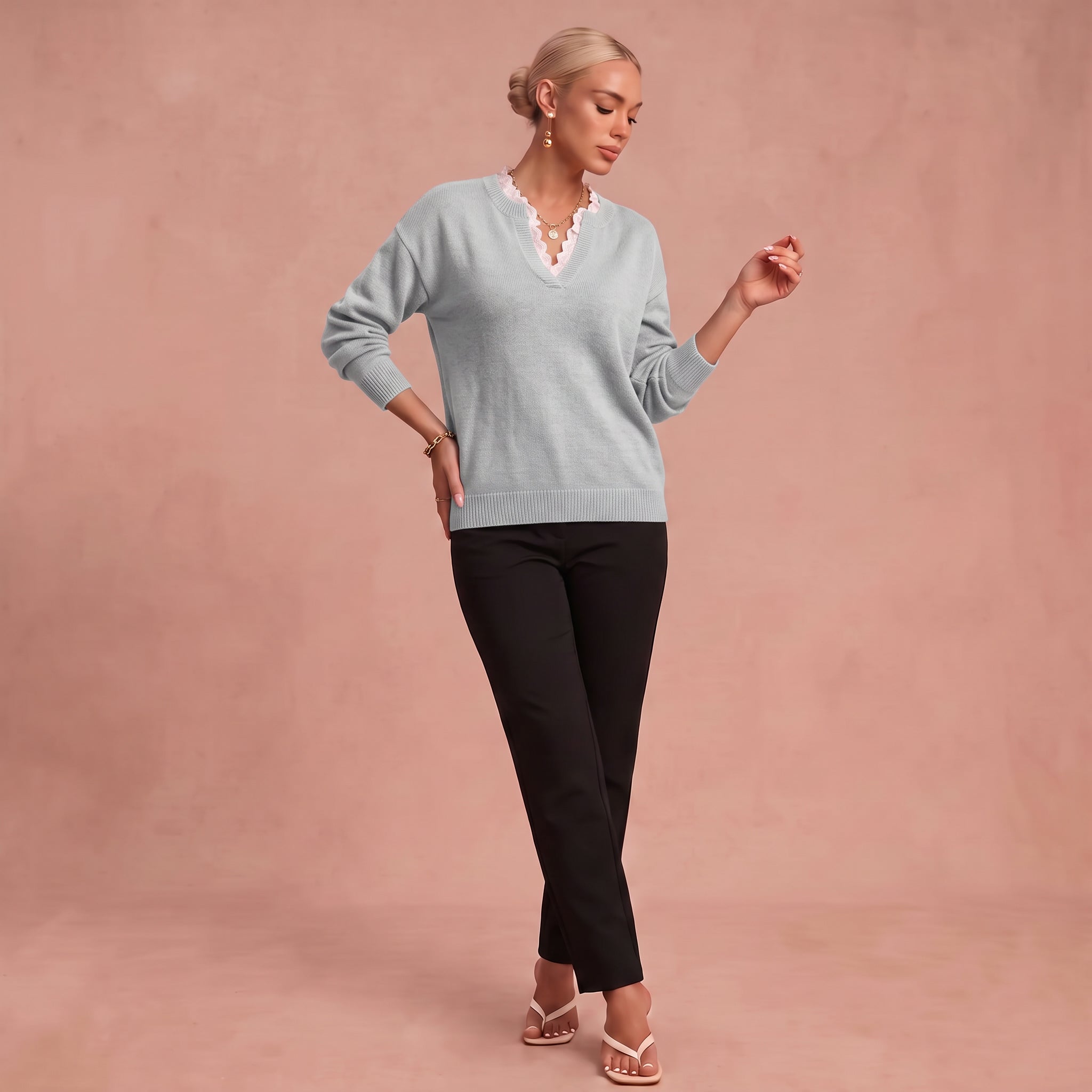 Trui "Erika" – V-Hals met Kant