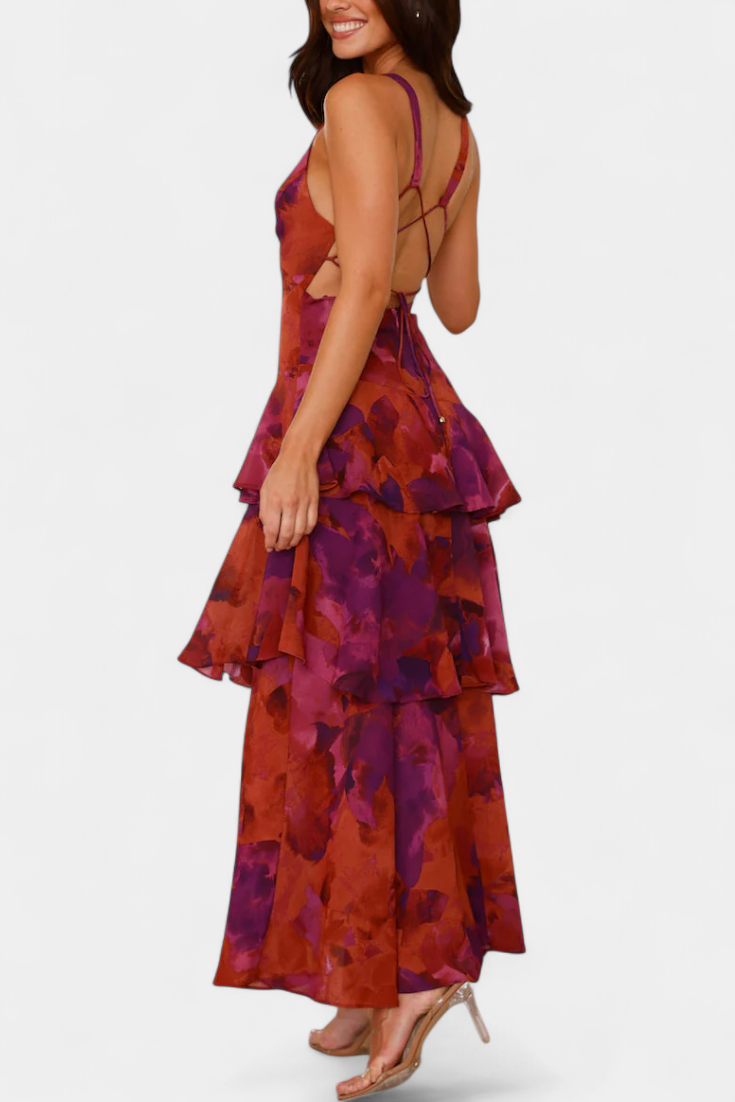 Chiffon Kleed "Nina" – Diepe V-Hals