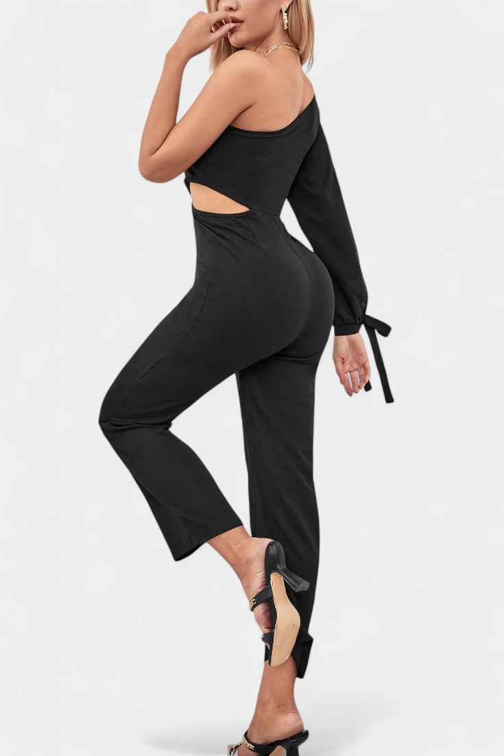 Asymmetrische Jumpsuit "Senta" – Cut-Out & Strikmouw