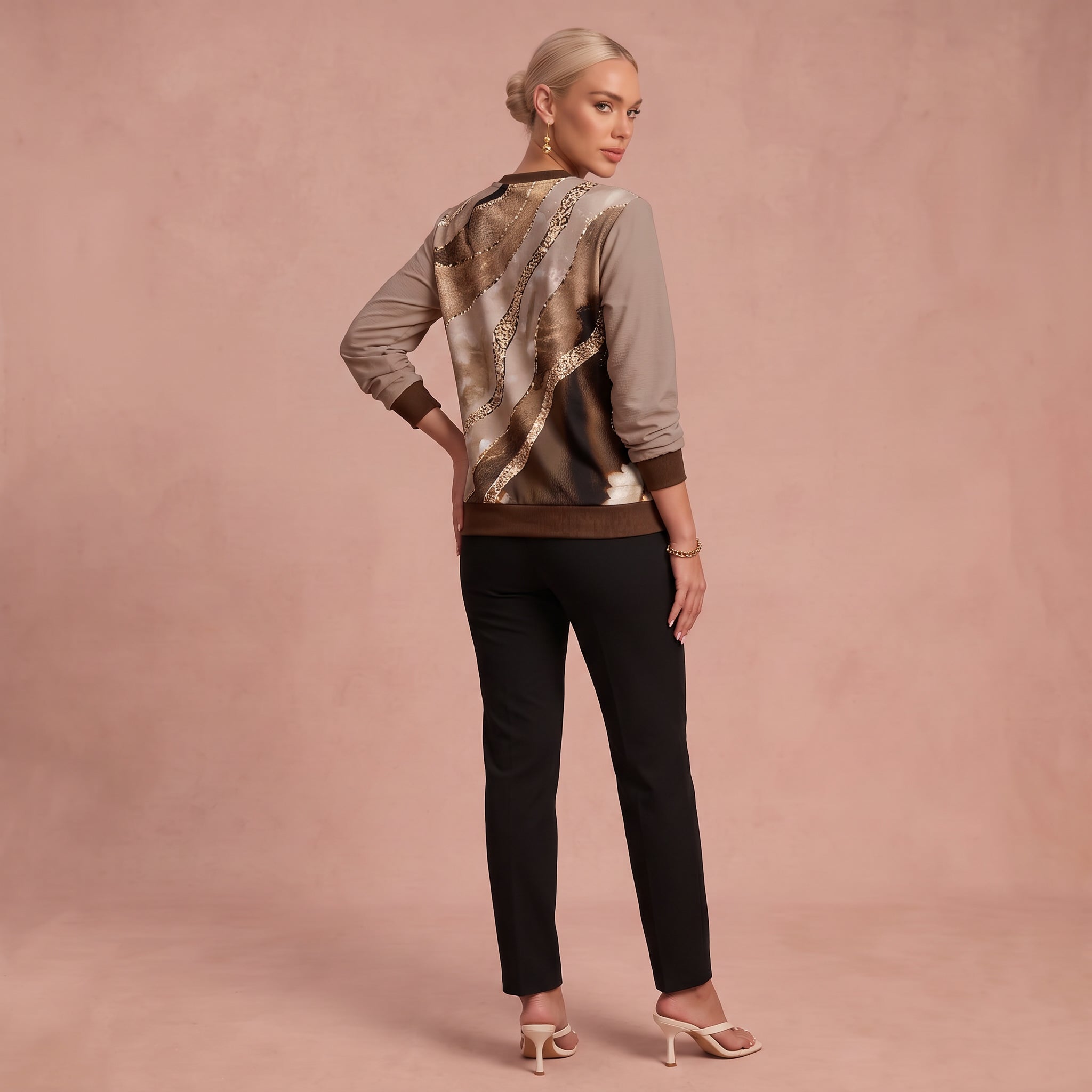 Sweat "Rosa Brisa" – Col zippé & imprimé abstrait